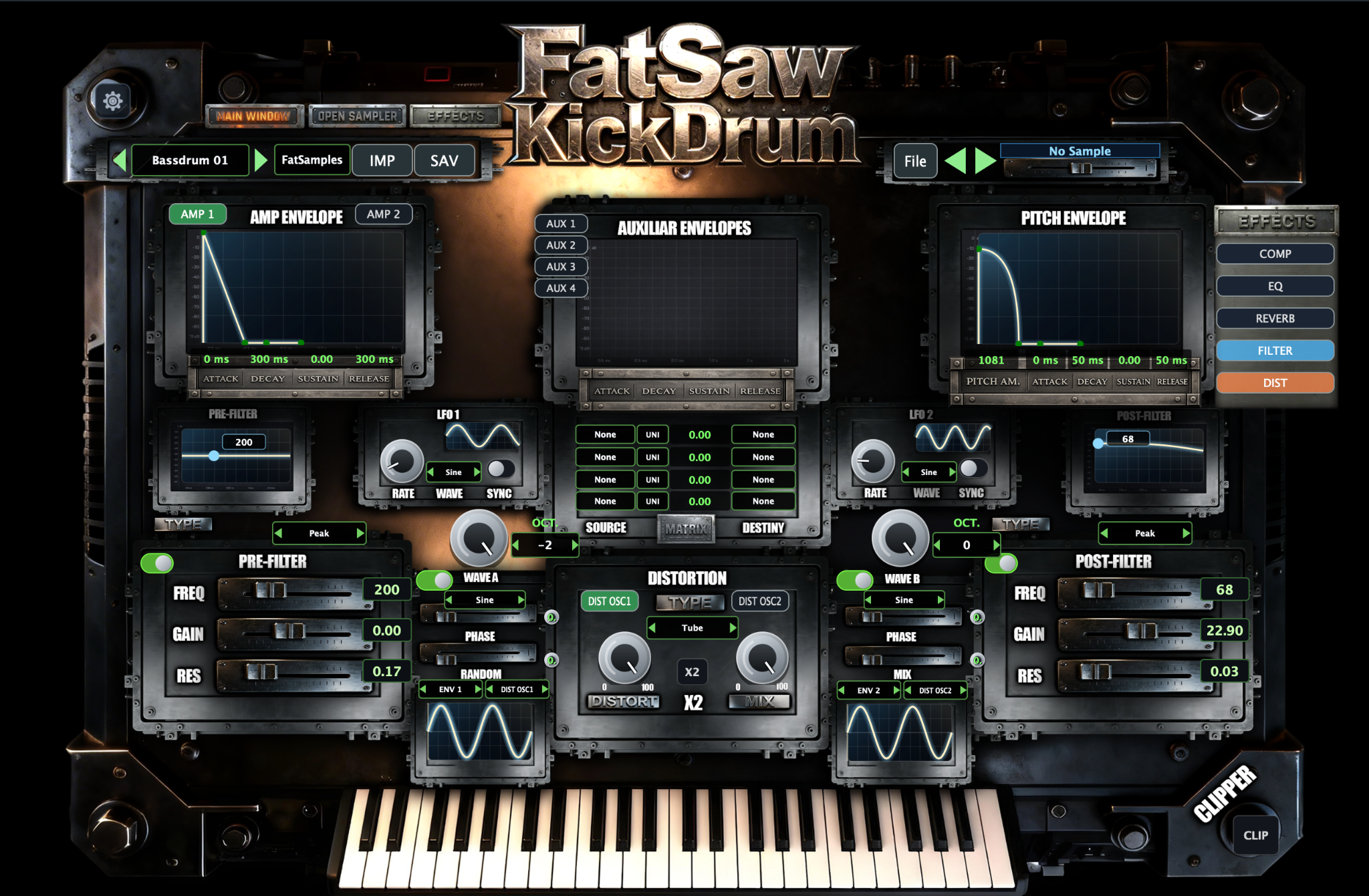 FatSaw KickDrum plugin interface